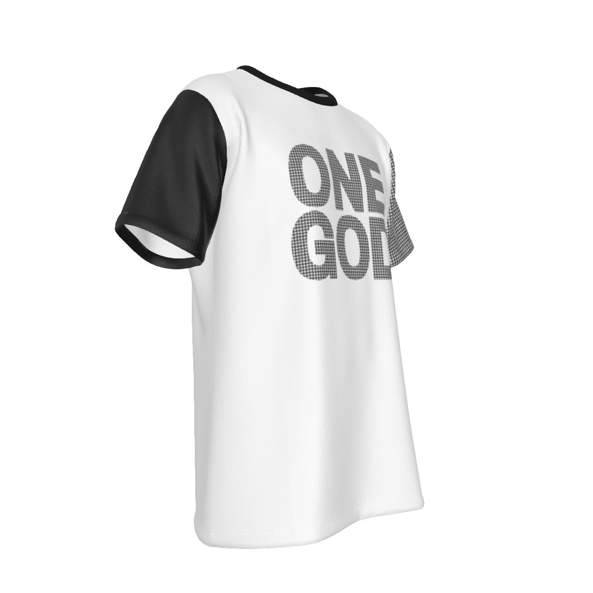 ONE GOD 1 Timothy 2:5 Houndstooth Print Sleeve Black T Shirt