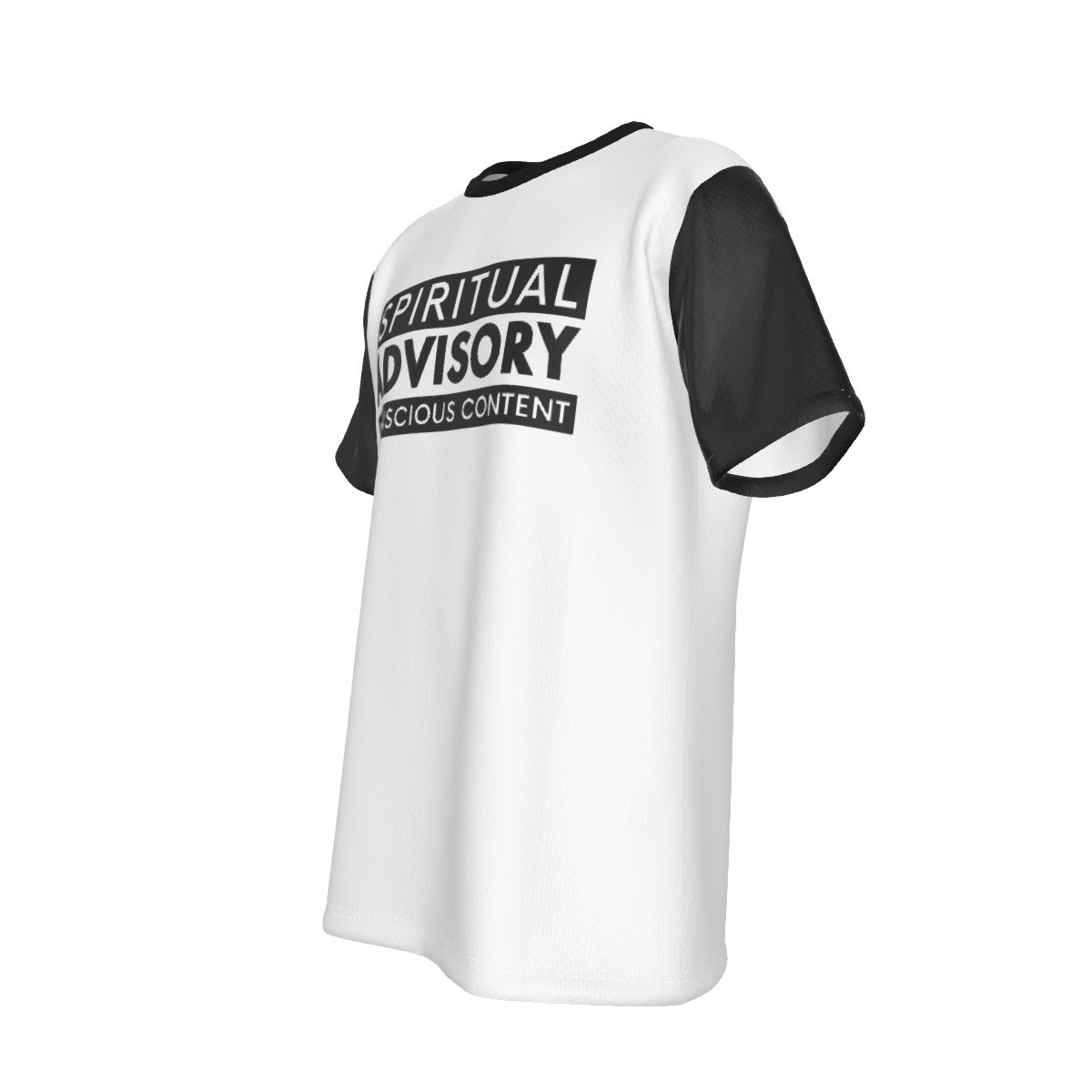 SPIRITUAL ADVISORY CONCSIOUS CONTENT Black Sleeve White T Shirt