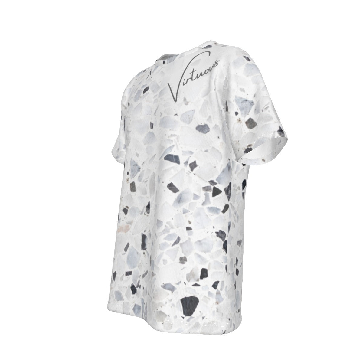 VIRTUOUS Gray Rock Marble Print T Shirt