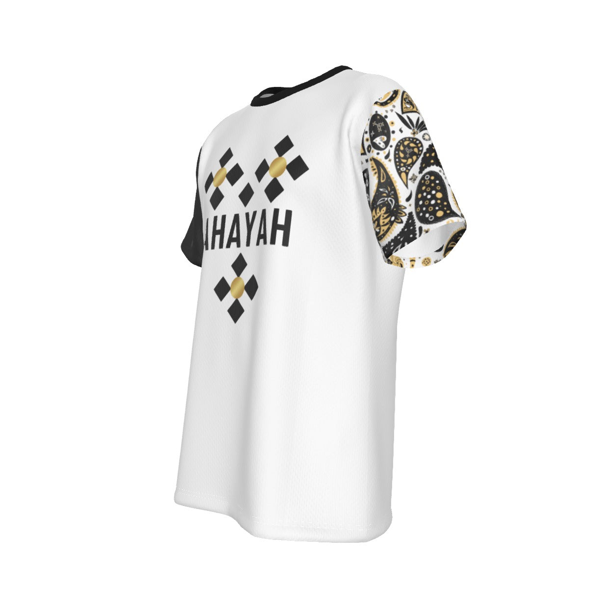 AHAYAH - IAM THE LORD Isaiah 42:8 Scripture Paisley Sleeve White Jersey T Shirt