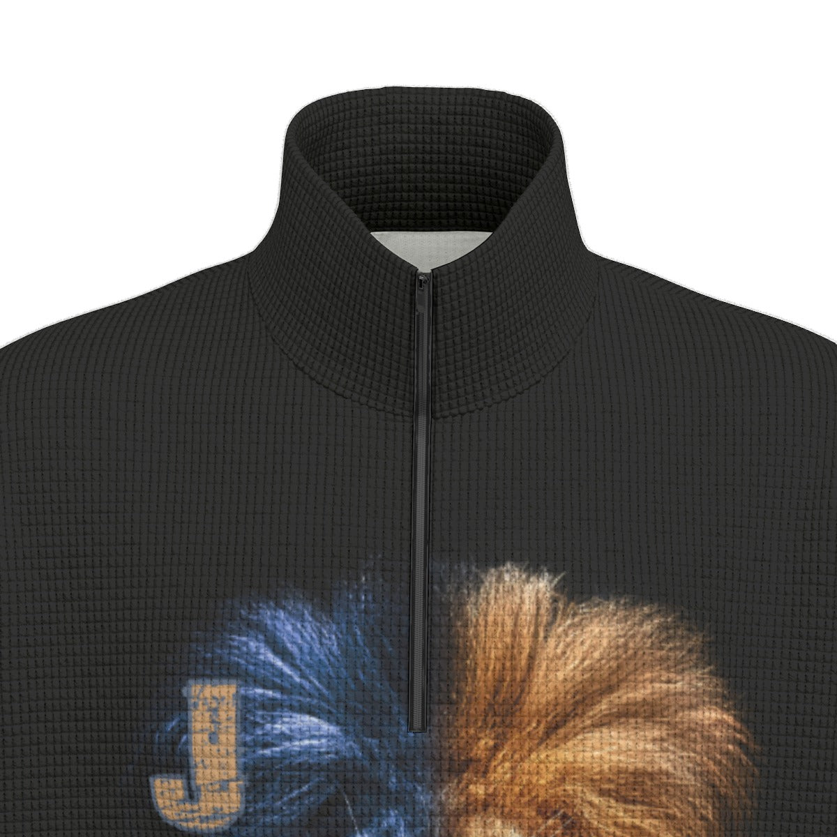 JUDAH LION Unisex Black Turtleneck Zippered Sweatshirt