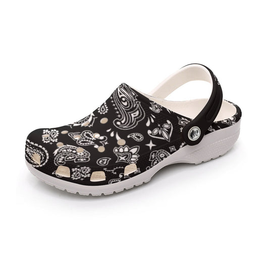 Women's ONE GOD Paisley Black Clogs