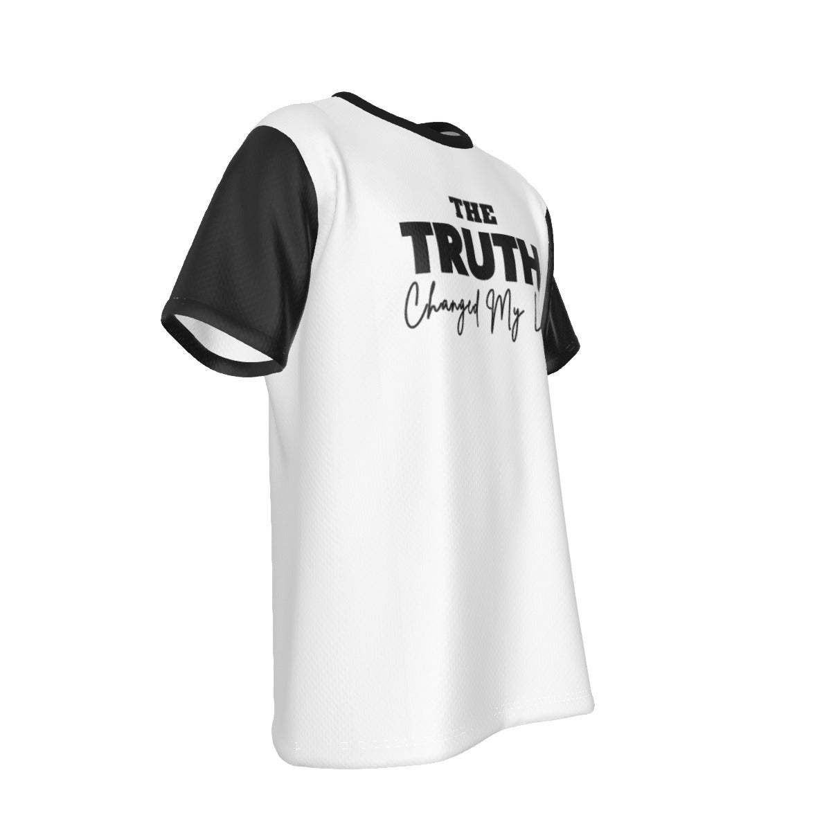 THE TRUTH CHANGED MY LIFE John 8:32 Scripture Black Sleeve T Shirt