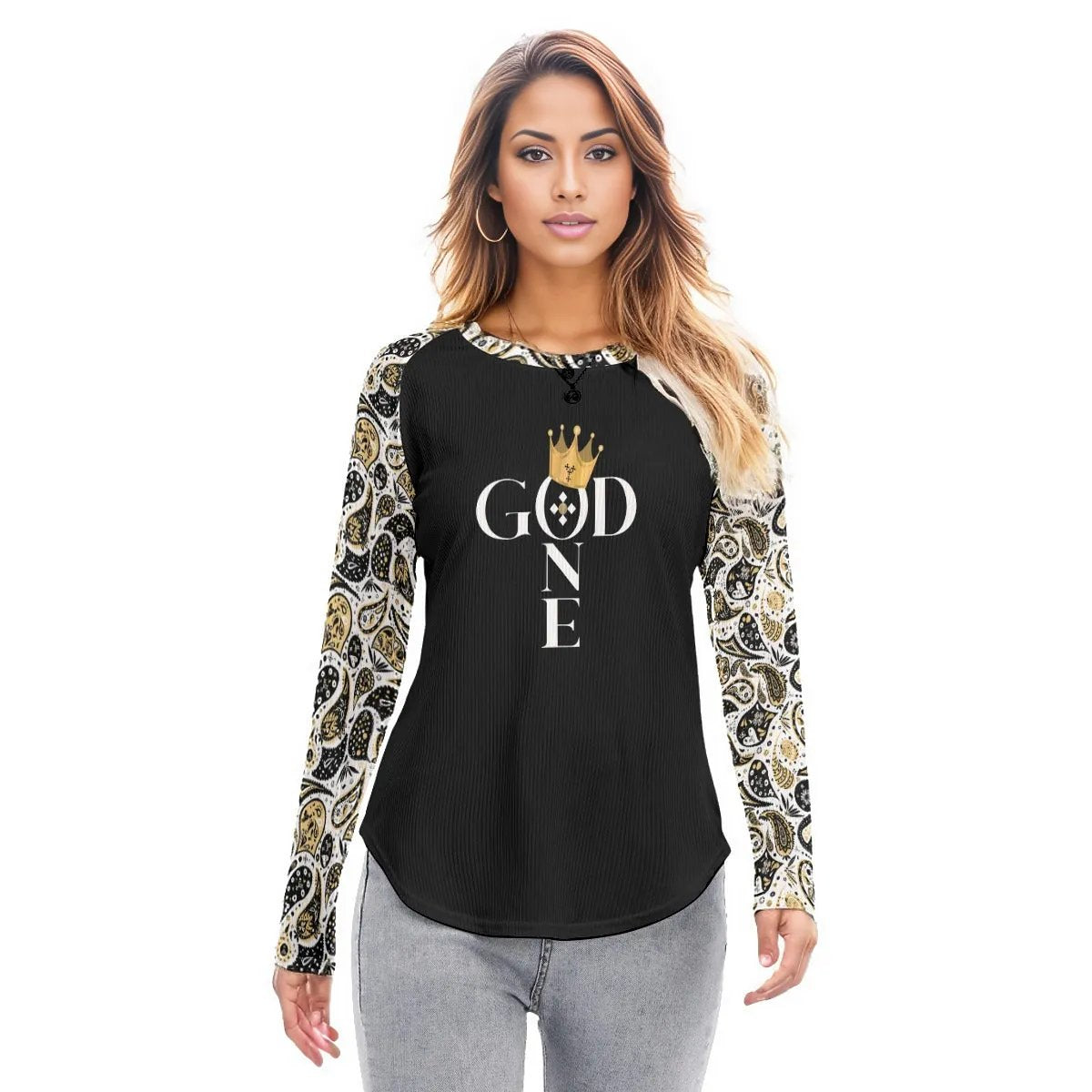 ONE GOD 1 Timothy 2:5 Scripture Paisley Long Sleeve Shirt