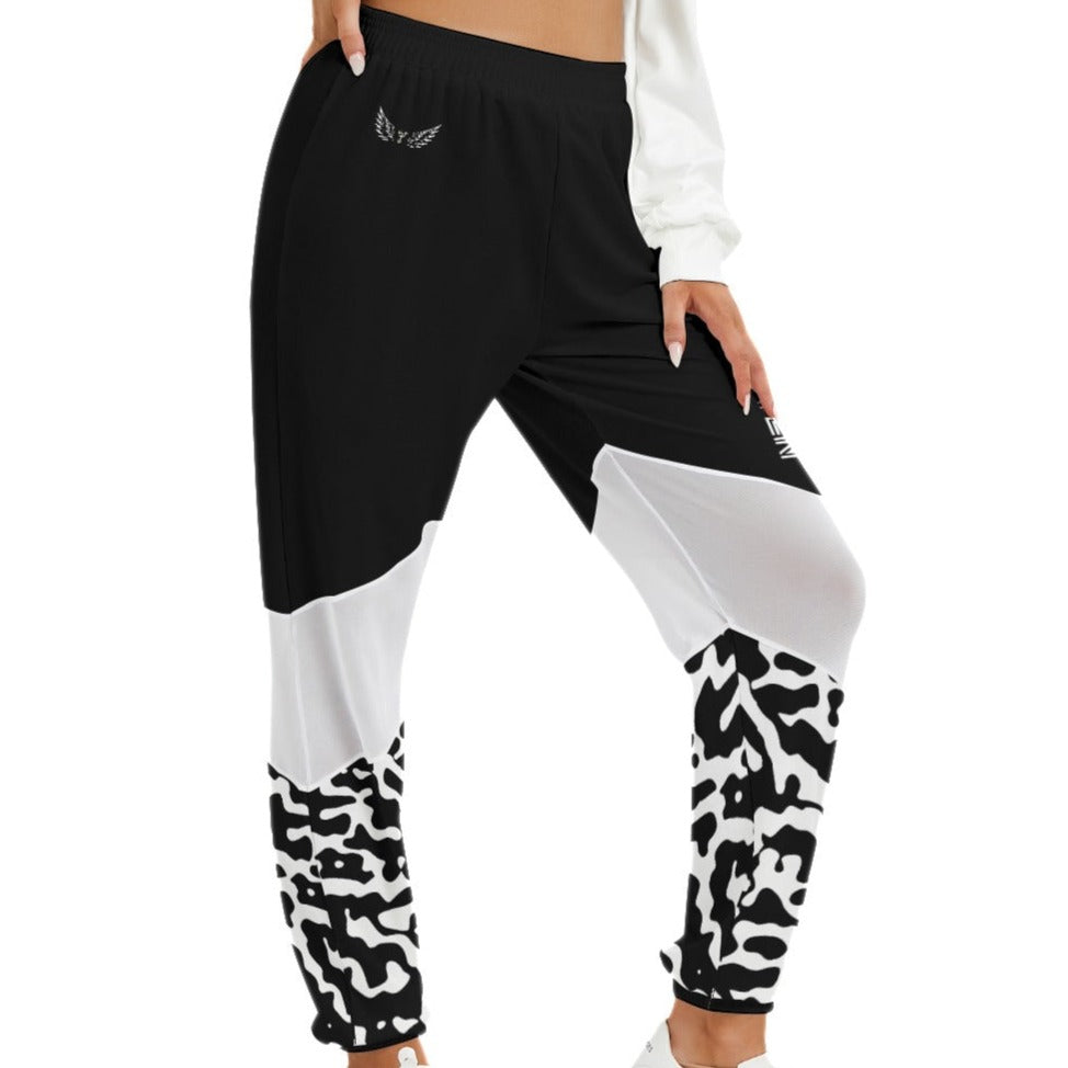 GOD DRIVEN  Black and White Camouflage Print Mesh Pants