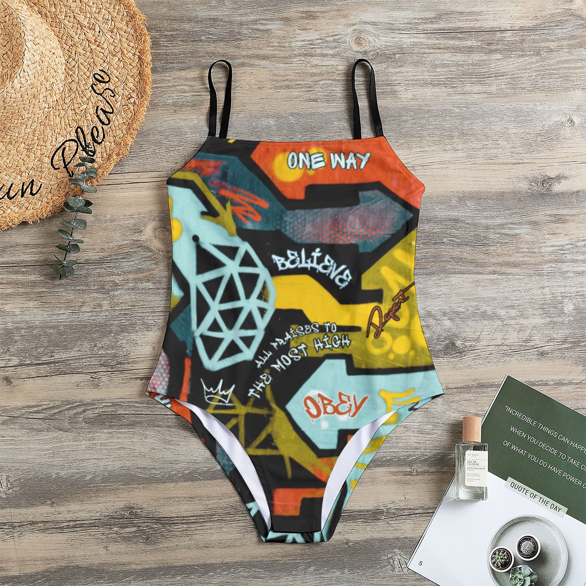 GRAFFITI GOD Halter Swimsuit