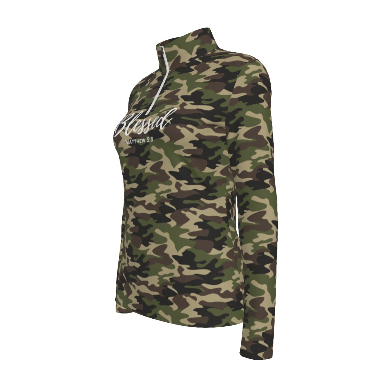 Women's BLESSED Camouflage Collar Long Sleeve Jersey Shirt