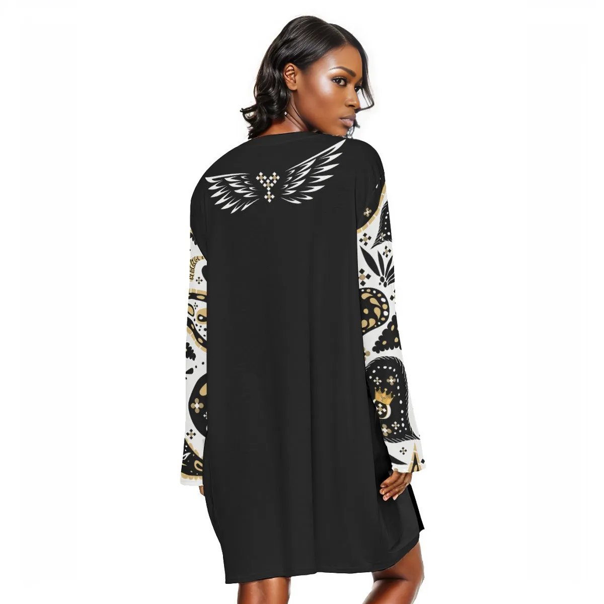 BLESSED TO BE BLESSED Loose Crew Neck Long Shirt Dress - WearYnobe