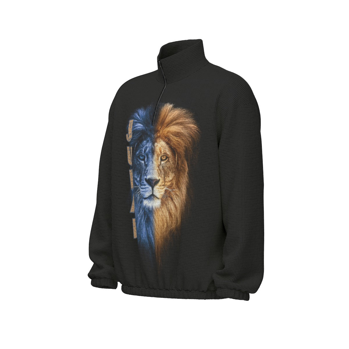 JUDAH LION Unisex Black Turtleneck Zippered Sweatshirt