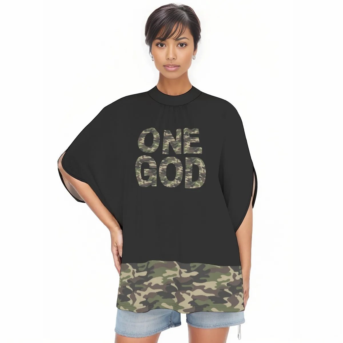 ONE GOD Camouflage T-Shirt With Cuff Slits