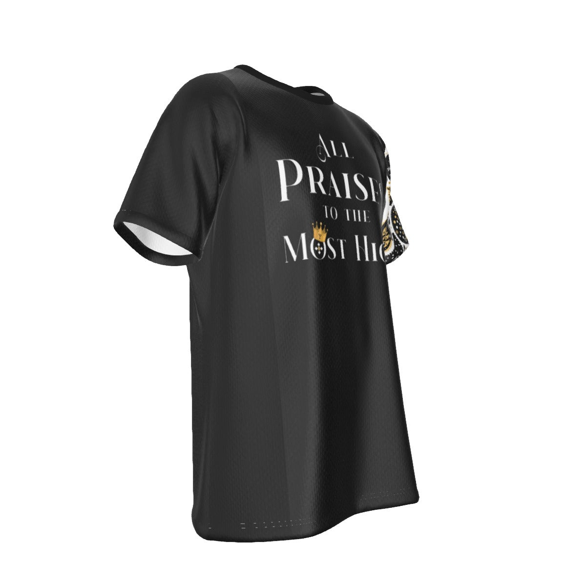 ALL PRAISES TO THE MOST HIGH Psalm 7:17 Scripture Paisley Sleeve Black T Shirt