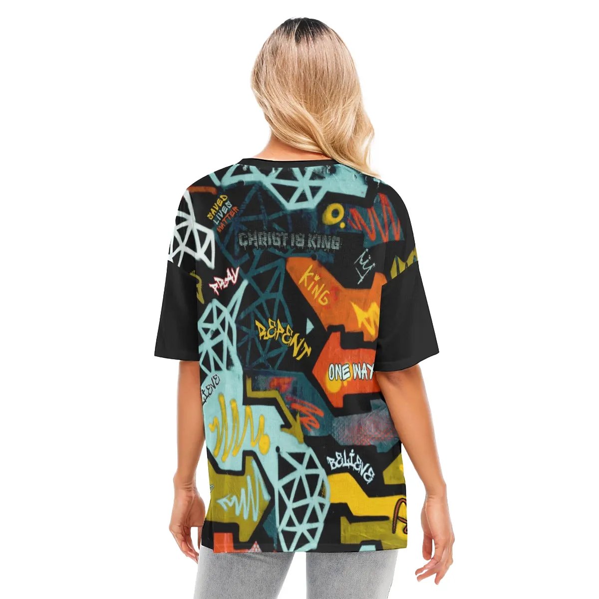 GRAFFITI GOD T Shirt with Hem Split