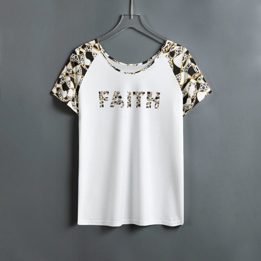 FAITH Black and White Leopard Chain Print Round Neck Shirt