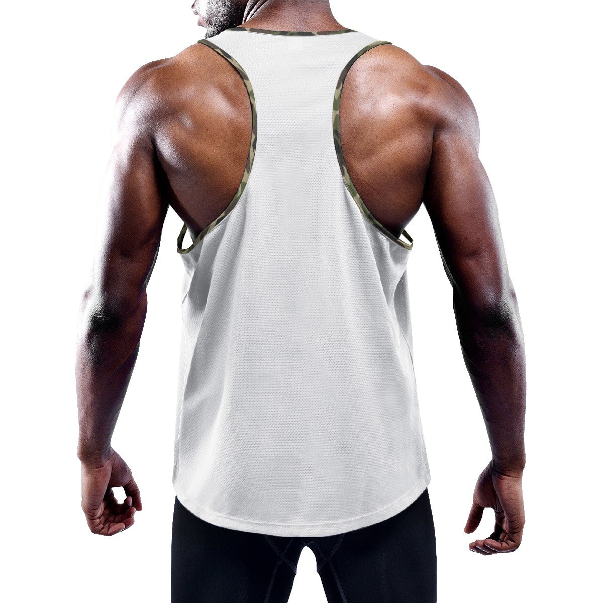 PRAY White / Camouflage Y-Back Muscle Tank Top