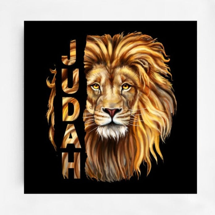 JUDAH LION Black Framed Square Wall Mural Art