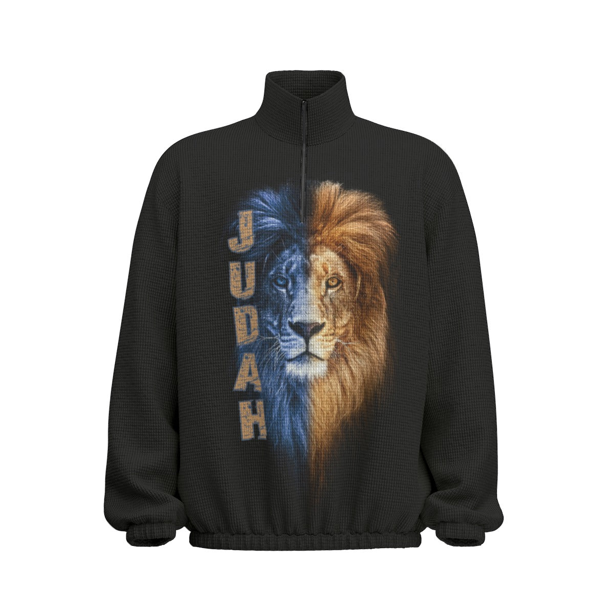 JUDAH LION Unisex Black Turtleneck Zippered Sweatshirt