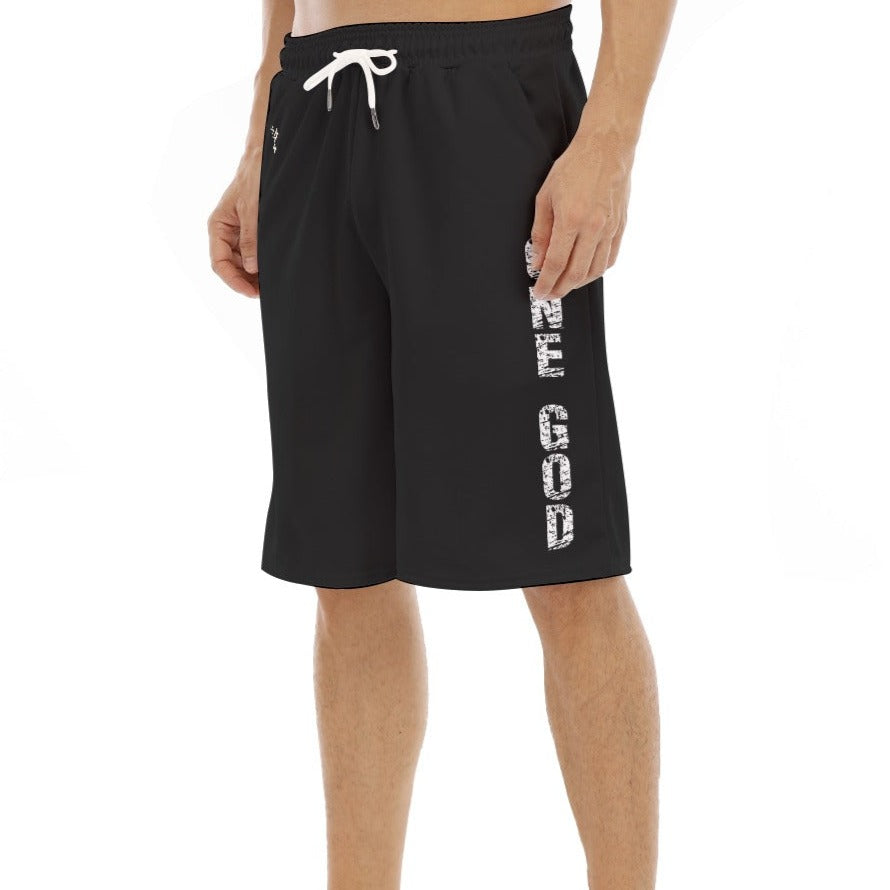 ONE GOD Black Loose Basketball Shorts with Drawstrings