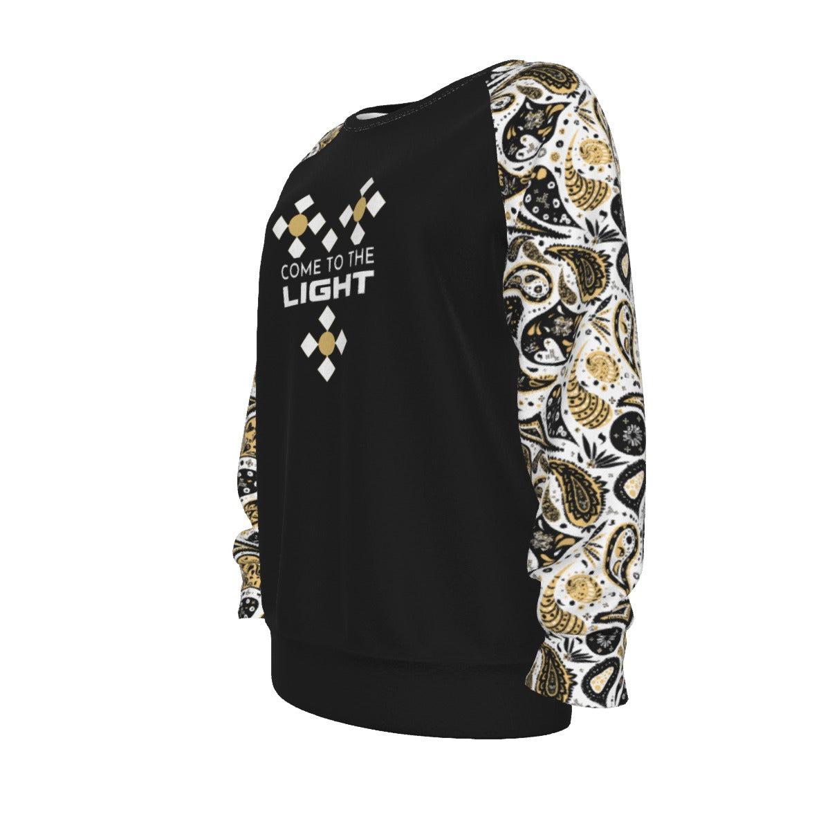 COME TO THE LIGHT Black Paisley Sleeve Sweatshirt