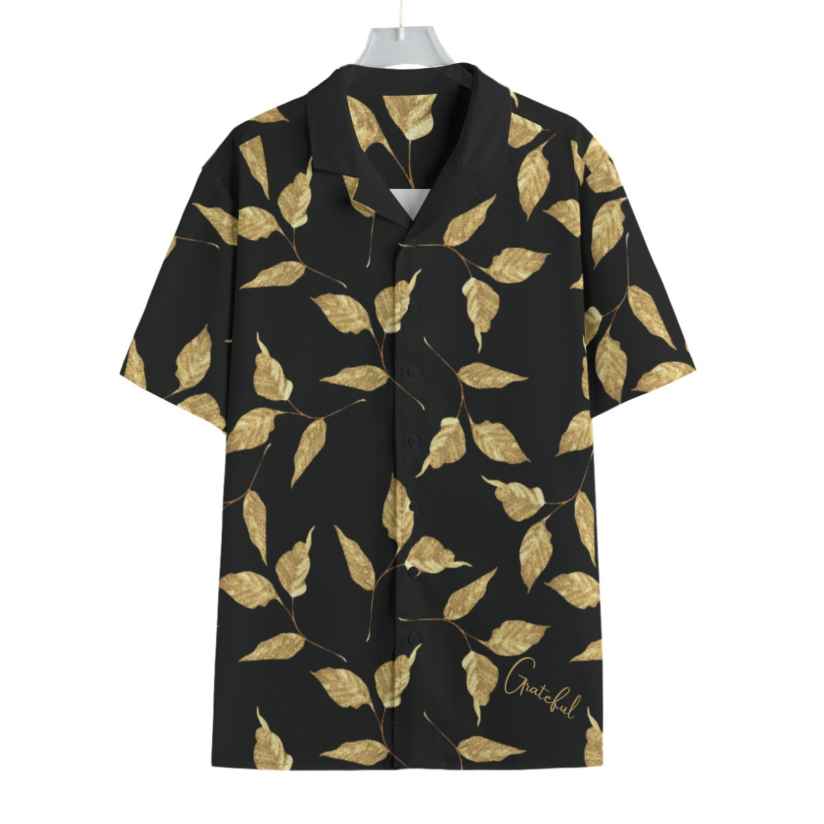 GRATEFUL Gold Leaf Pattern Hawaiian Shirt