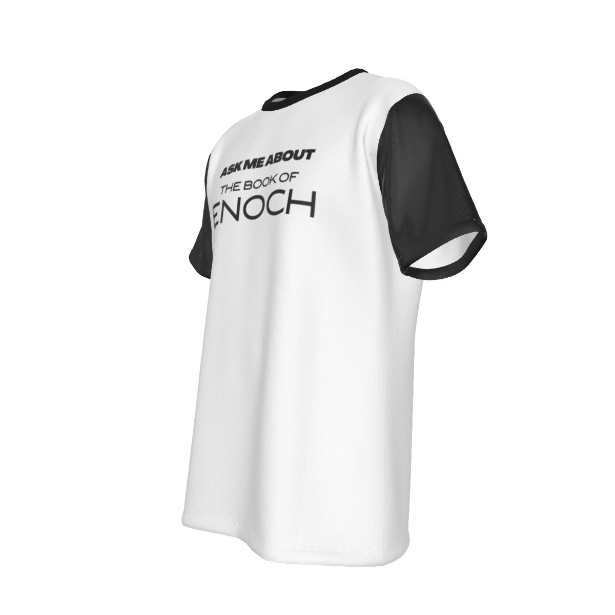 ASK ME ABOUT THE BOOK OF ENOCH, WHO WERE THE WATCHERS? Black Sleeve White T Shirt