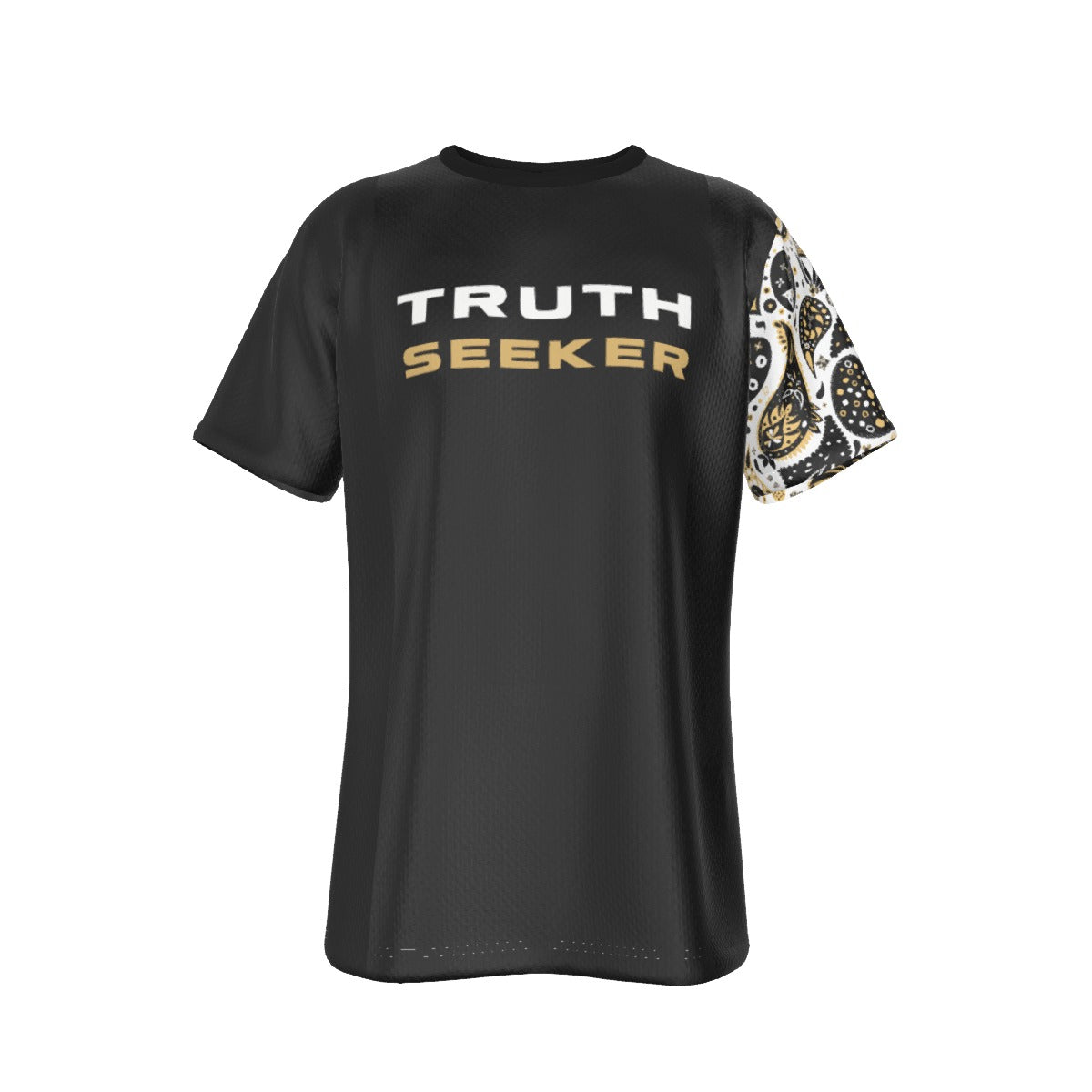 TRUTH SEEKER The Truth Shall Set You Free John 8:32 ScripturePaisley Sleeve Black T Shirt