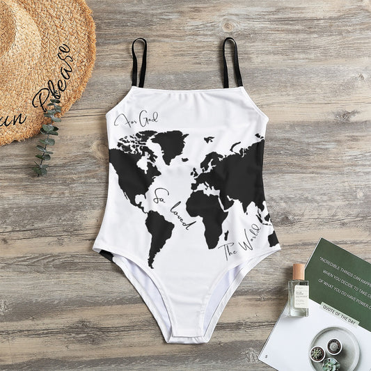 FOR GOD SO LOVED THE WORLD Halter Strap Swimsuit