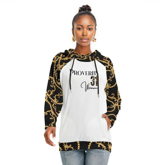 PROVERBS 31 WOMAN Baroque Beaded Pattern Sleeve Lightweight Thin Hoodie