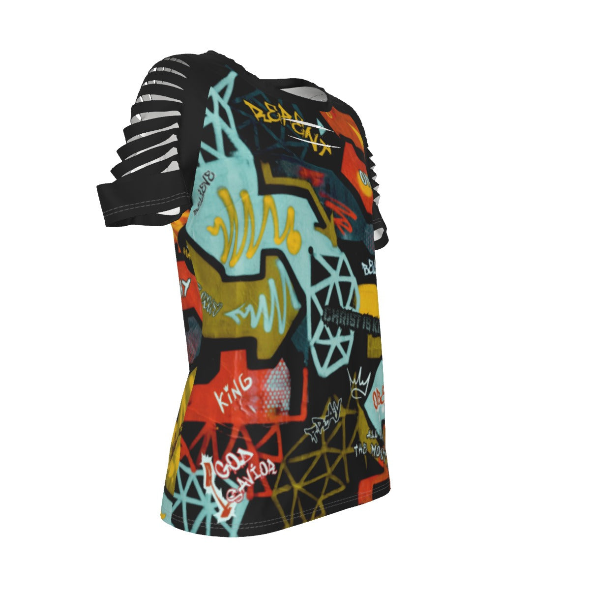 GRAFFITI GOD Slit Sleeve T Shirt