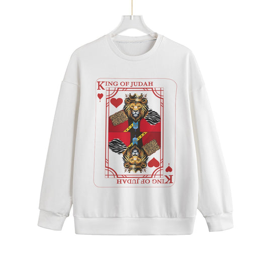 KING OF JUDAH HEARTS CARD DESIGN Unisex Fleece Sweater (PLUS SIZE)