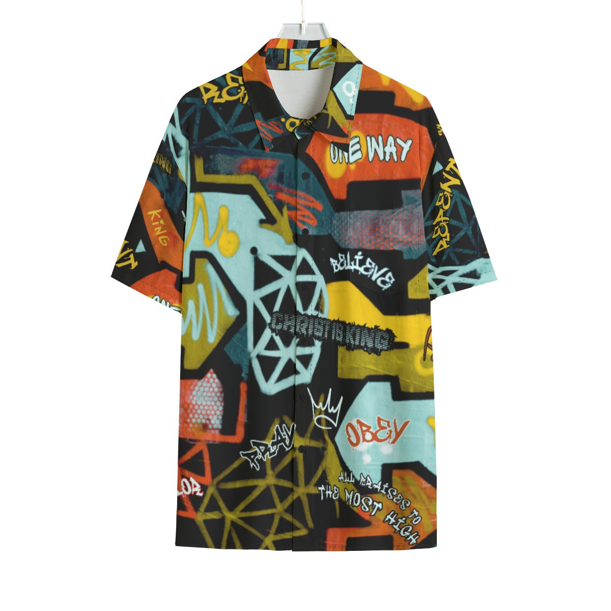 GRAFFITI GOD Long Button Down Shirt With Pocket