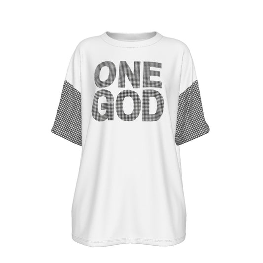 ONE GOD Houndstooth Print Drop Shoulder T Shirt