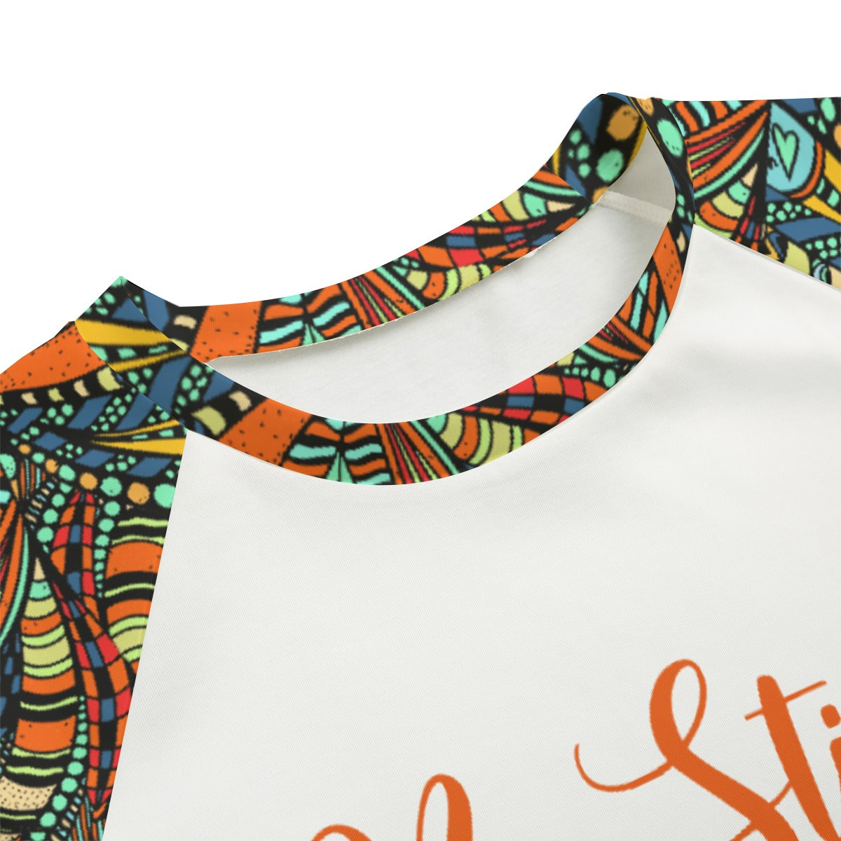 BE STILL Orange/ Teal Pattern Long Sleeve Shirt