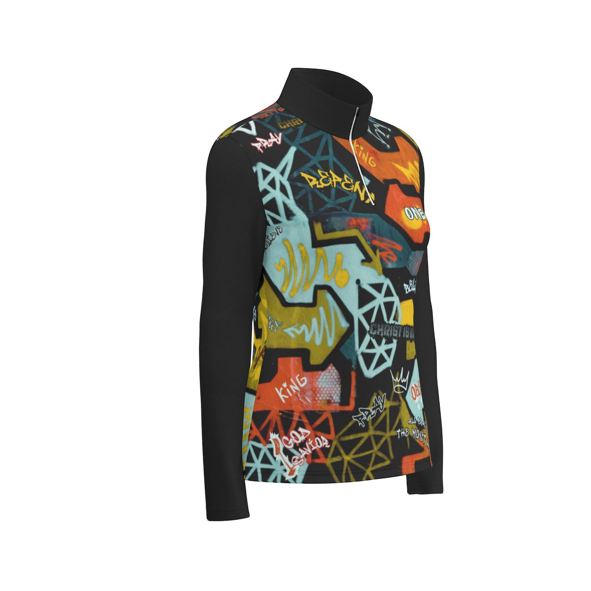 Women's GRAFFITI GOD Sports Collar Long Sleeve Jersey Shirt