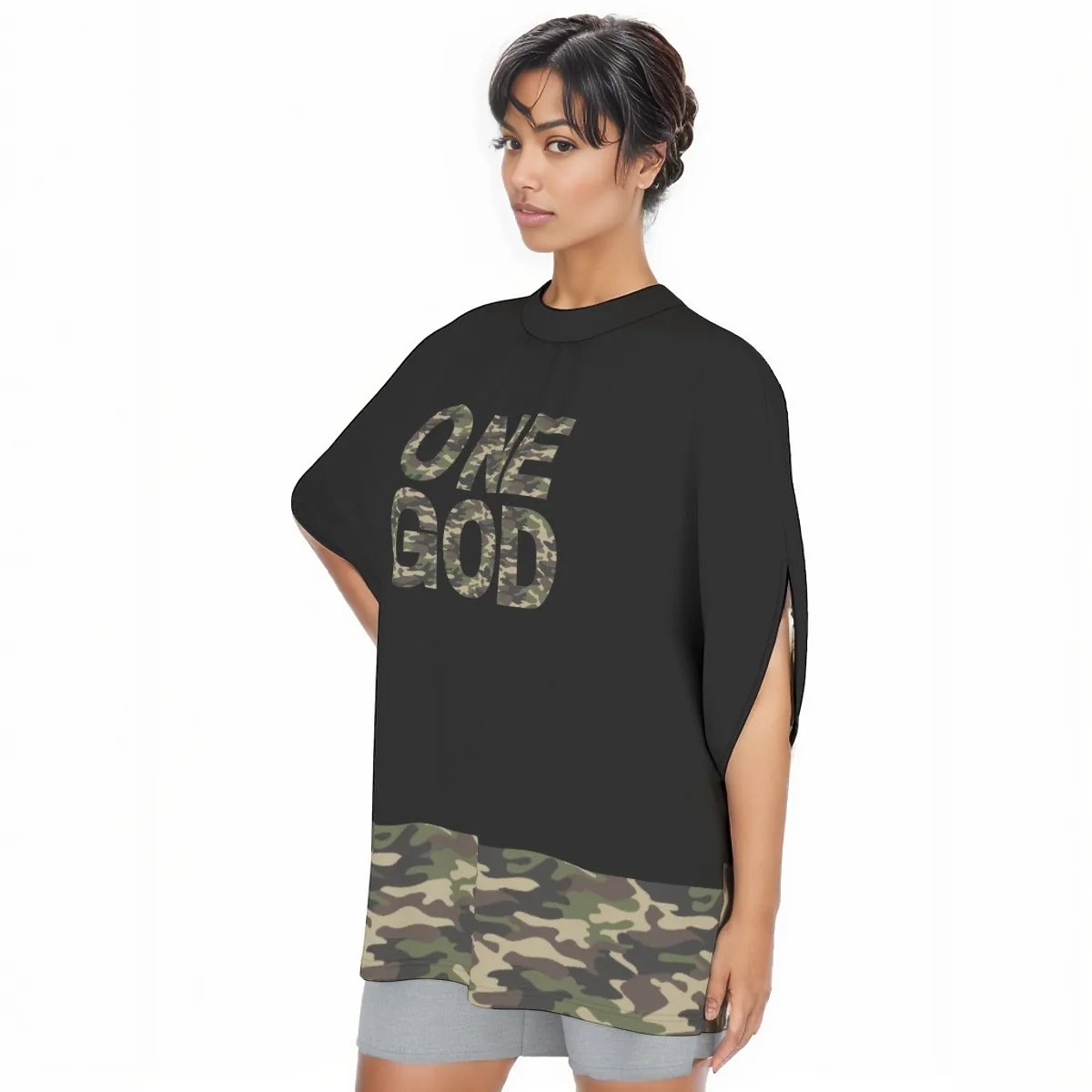 ONE GOD Camouflage T-Shirt With Cuff Slits