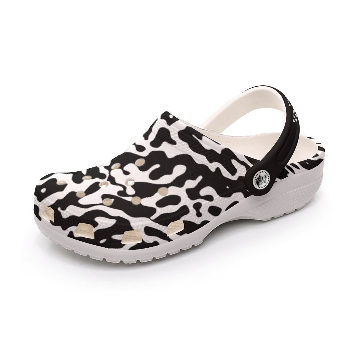 Women's FORGIVENESS Black and White Camouflage Clogs