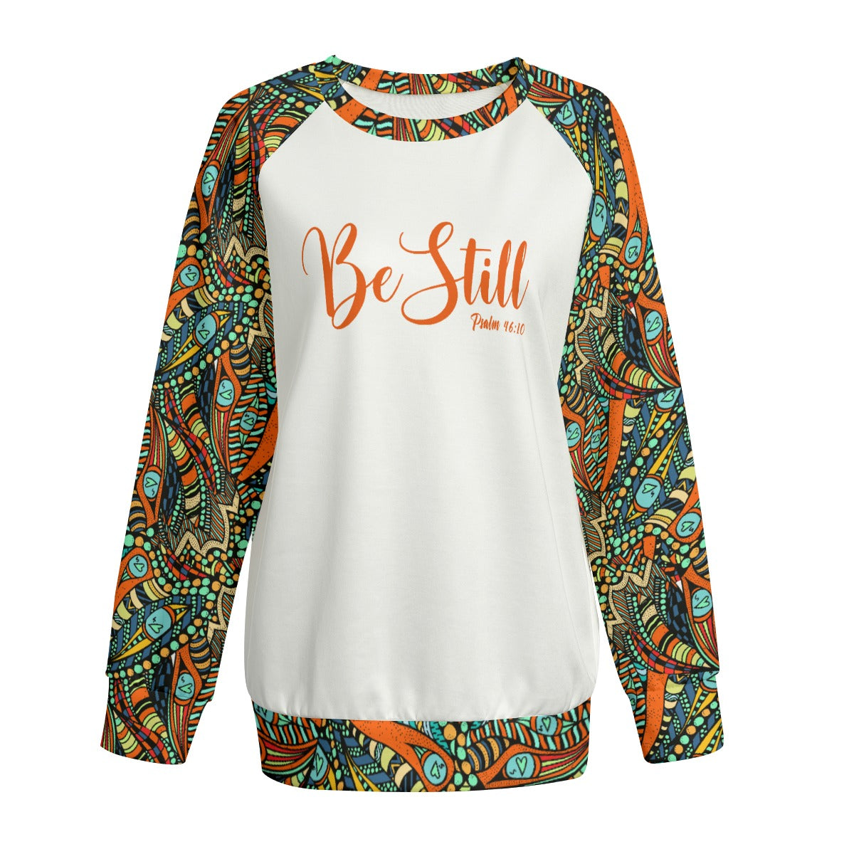 BE STILL Orange/ Teal Pattern Long Sleeve Shirt