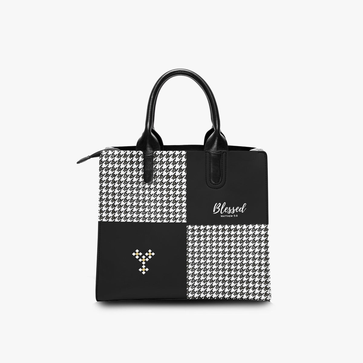 BLESSED Houndstooth Print Tote Purse