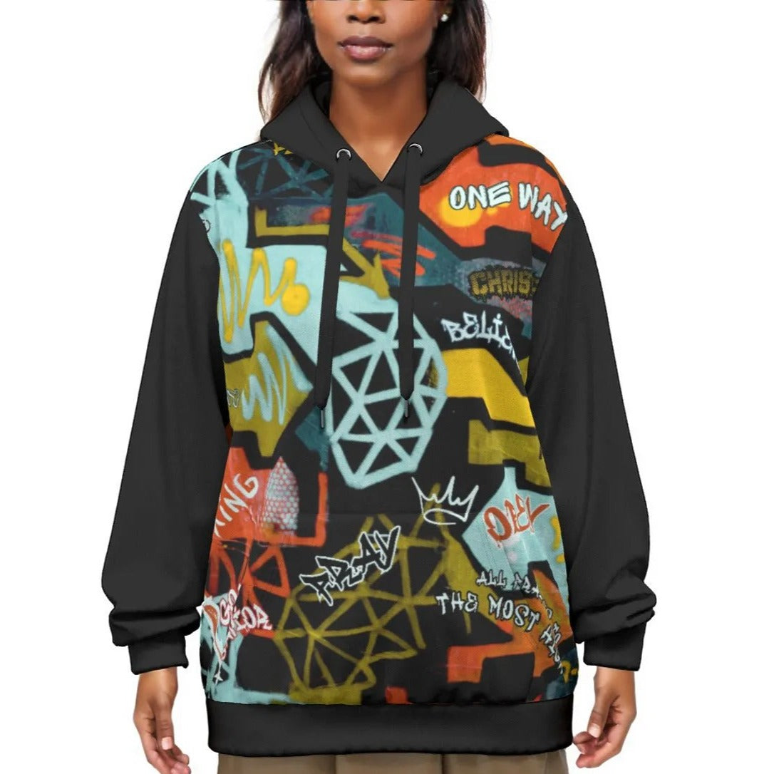 GRAFFITI GOD Unisex Black Sleeve Pullover Cotton Hoodie