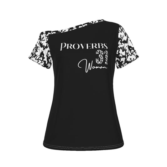 PROVERBS 31 Woman Off-Shoulder Tie Dye PrintT-shirt