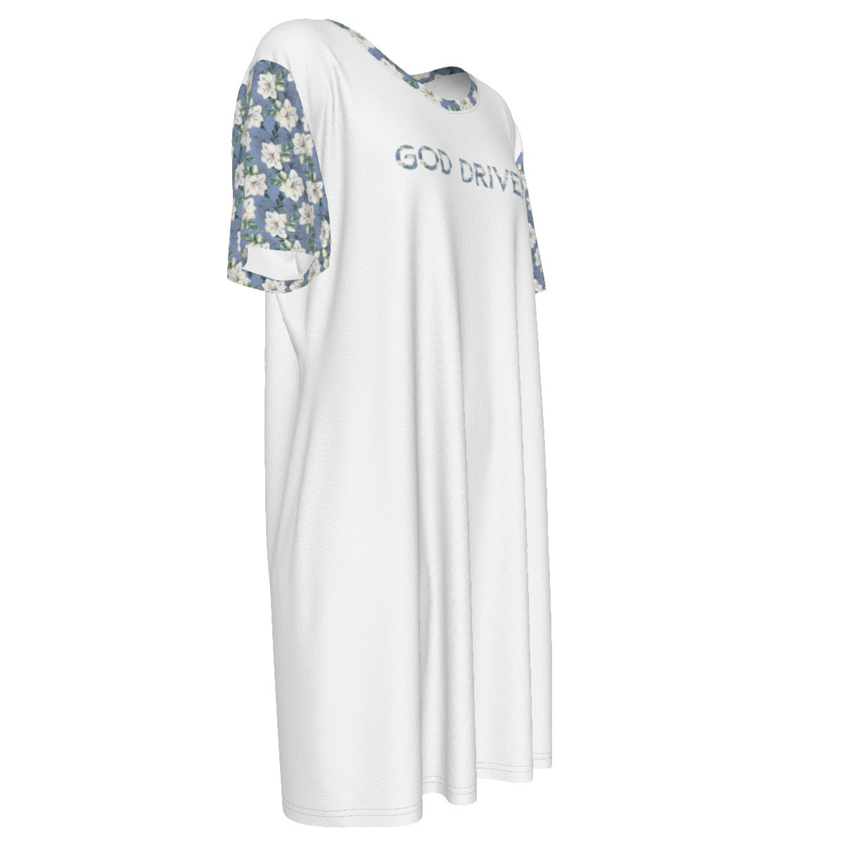 GOD DRIVEN Blue Floral Pattern Cotton Dress