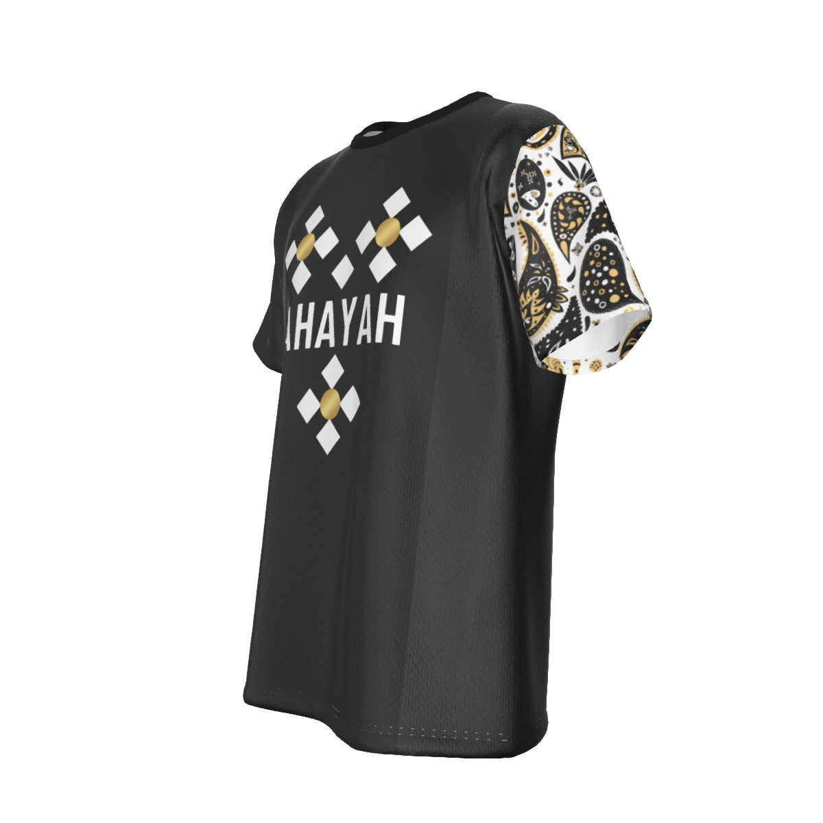 AHAYAH - I AM THAT I AM - Exodus 3:14 Scripture Paisley Sleeve Black Jersey T Shirt