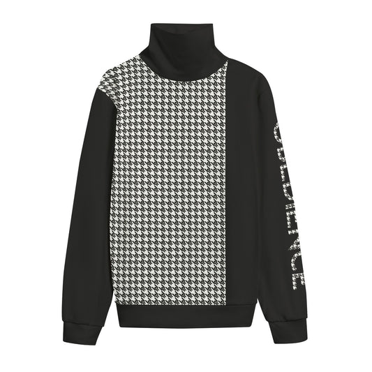 OBEDIENCE Houndstooth Unisex Turtleneck Knitted Fleece Sweater