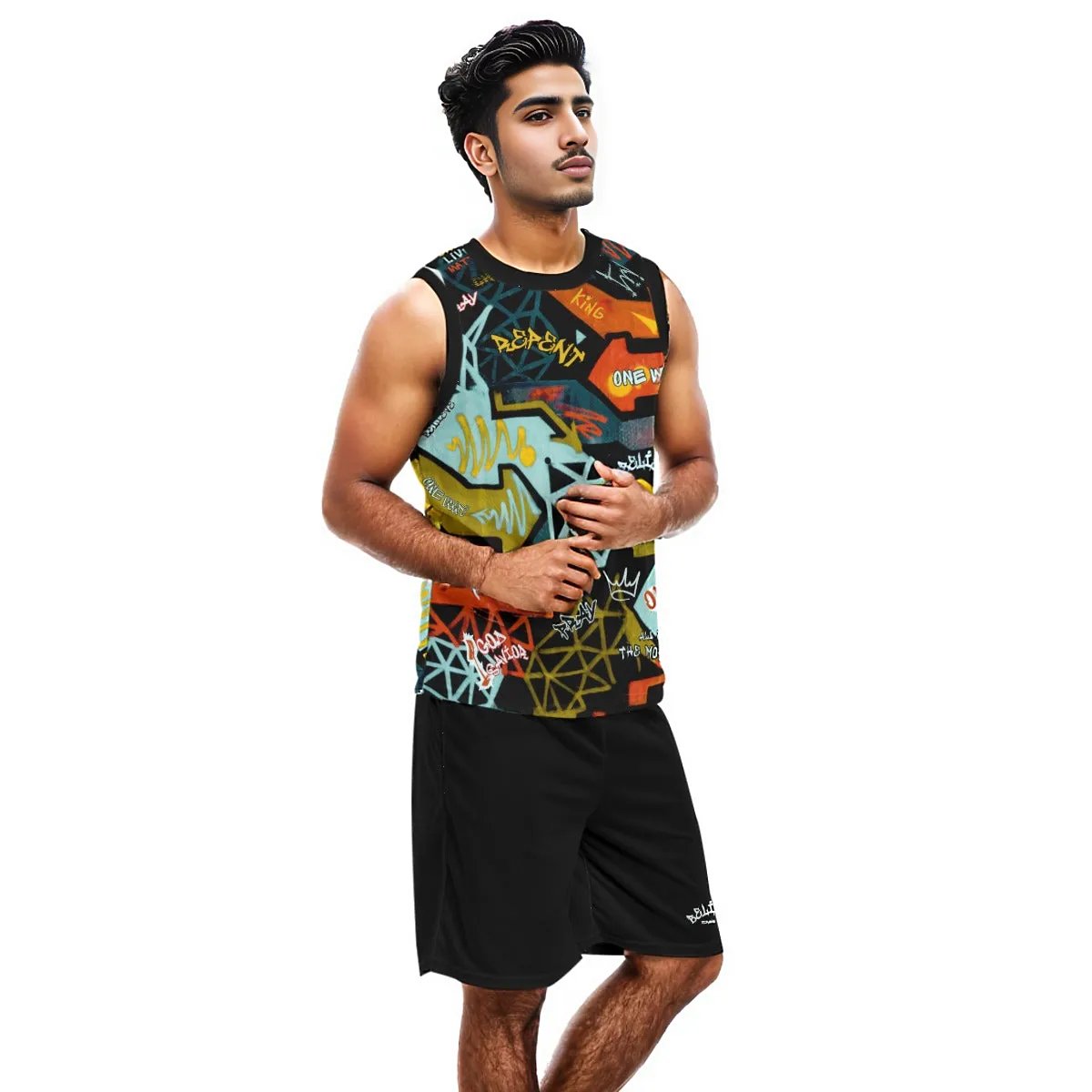 GRAFFITI GOD Sleeveless Basketball Shirt and Short Set