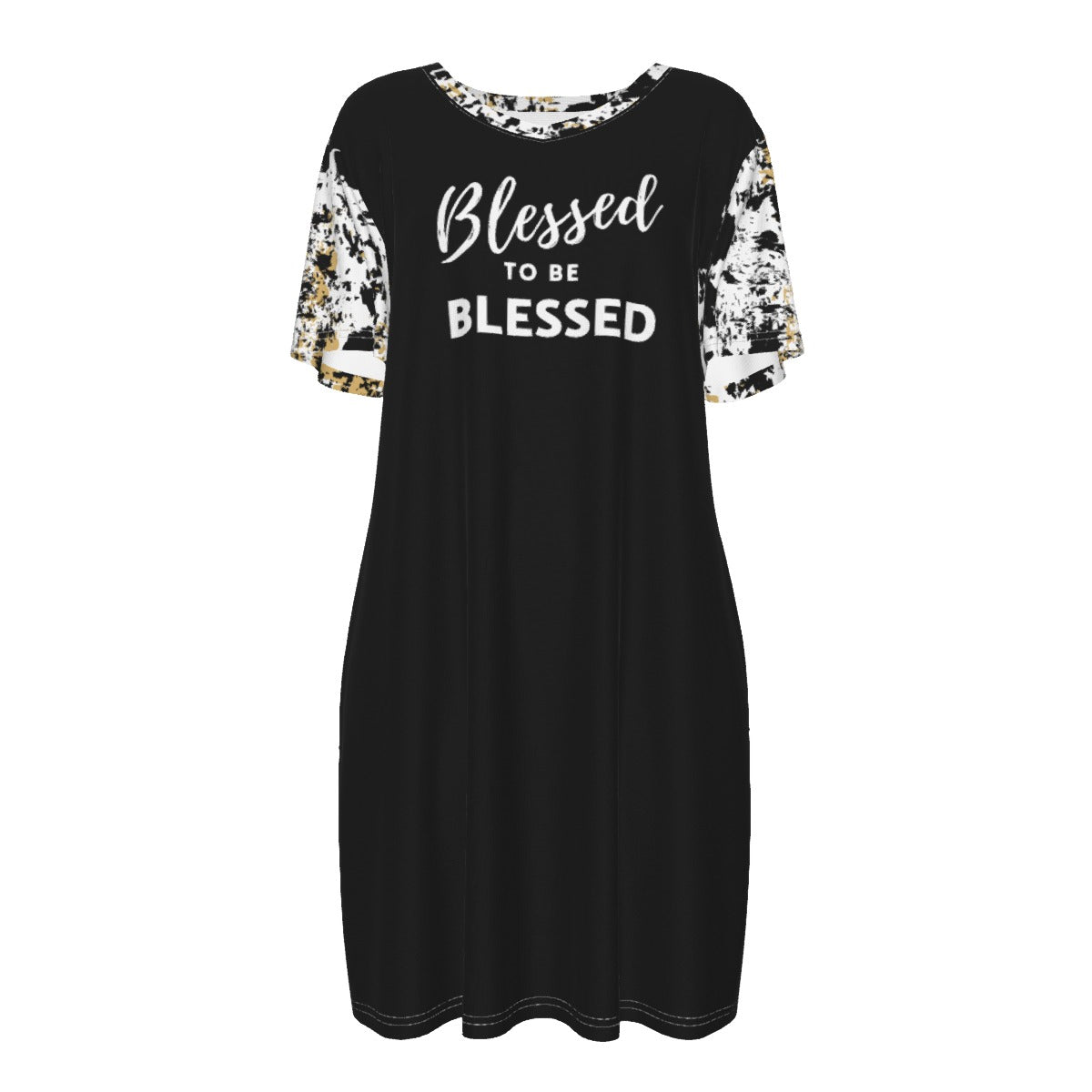 BLESSED TO BE BLESSED Tie Dye Pattern Casual Cotton Dress