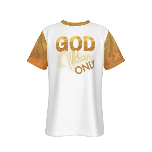 GOD VIBES ONLY Gold / White T Shirt