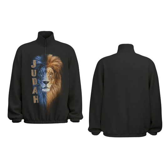 JUDAH LION Unisex Black Turtleneck Zippered Sweatshirt