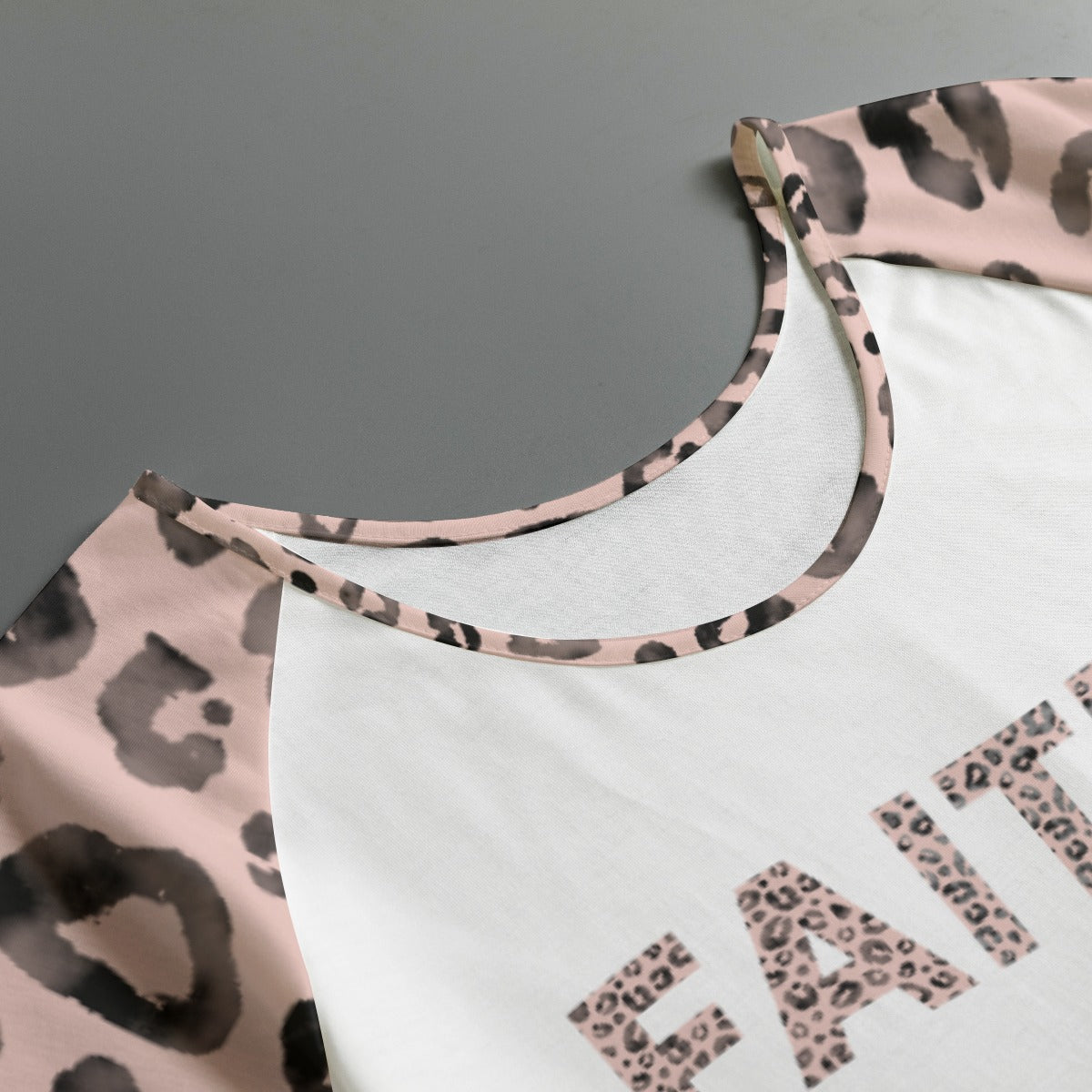 FAITH Pink Leopard Print Round Neck Shirt