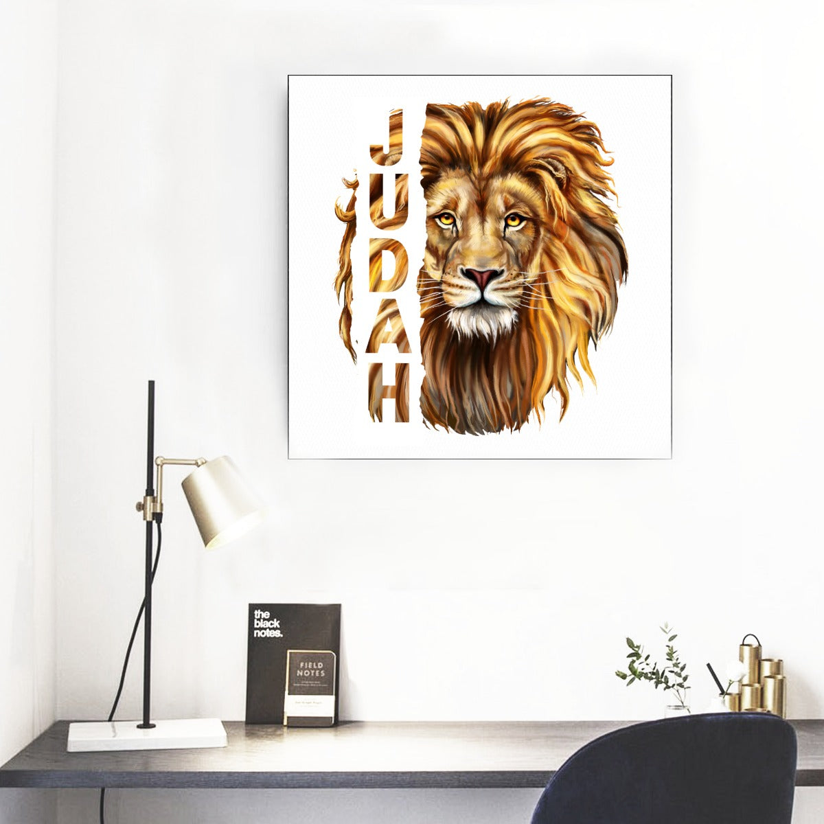 JUDAH LION White Framed Square Wall Mural Art