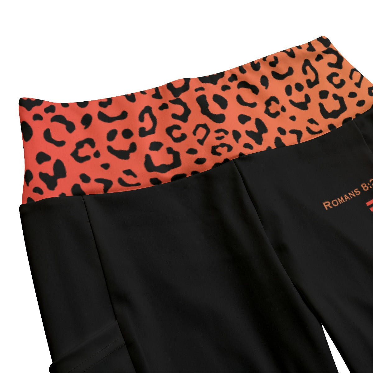 PURPOSE Orange Leopard Print High Waist Leggings With Side Pockets