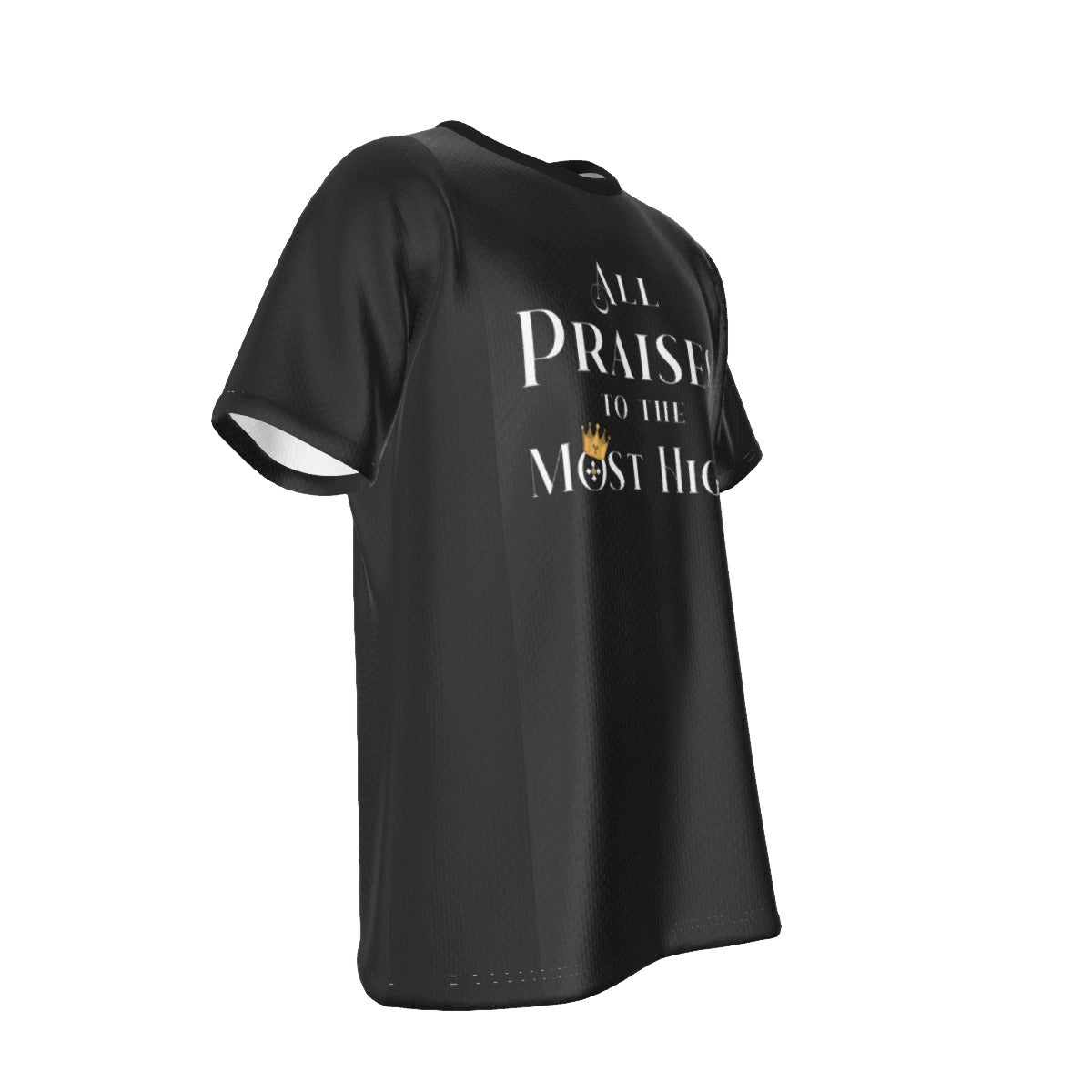 ALL PRAISES TO THE MOST HIGH Psalm 7:17 Scripture Paisley Sleeve Black T Shirt